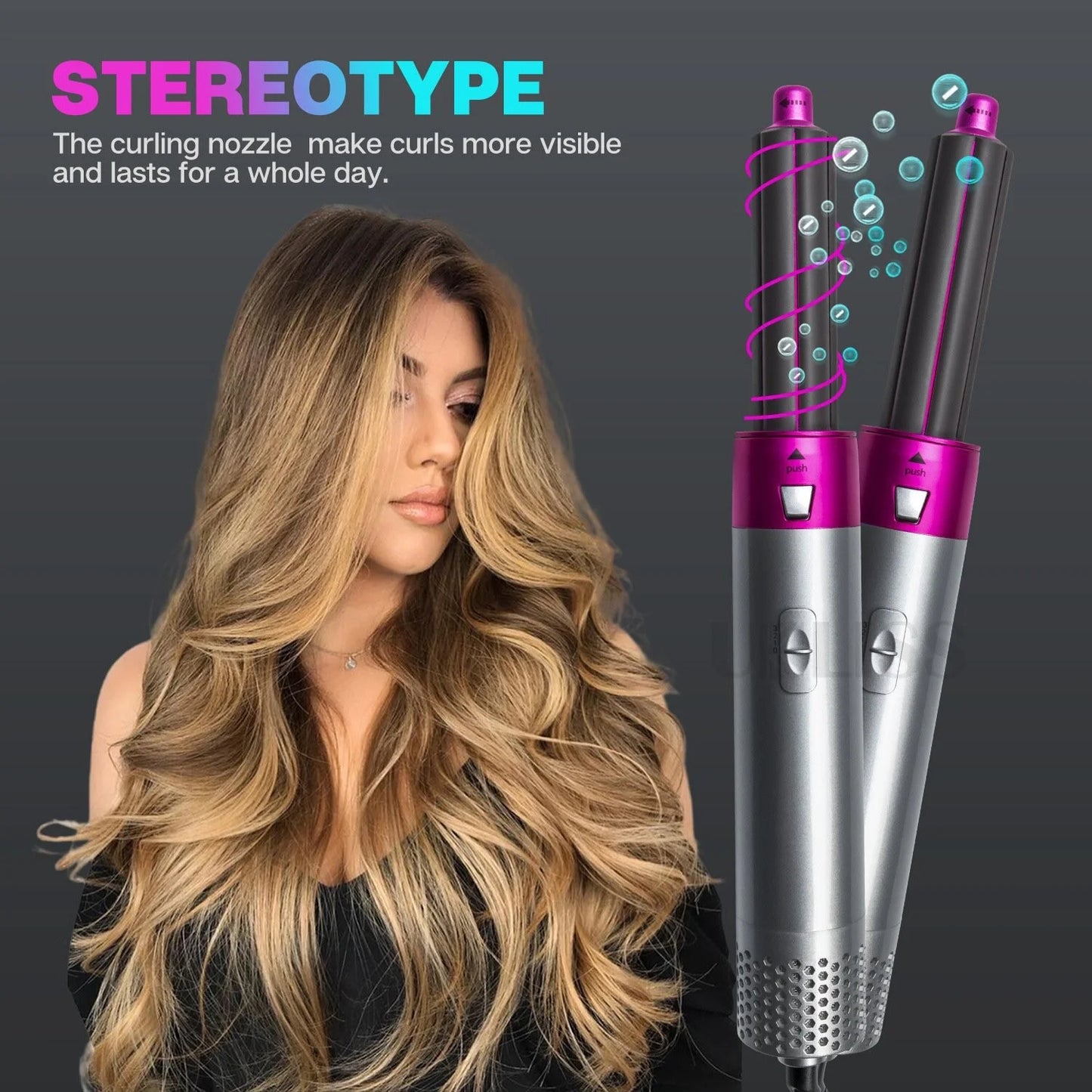 5-in-1 Multifunctional Hair Dryer & Styling Tool – Hot Air Comb, Negative Ion Curler, Straightener & Volumizer | Professional Salon-Quality Blow Dryer for Women (Grey)